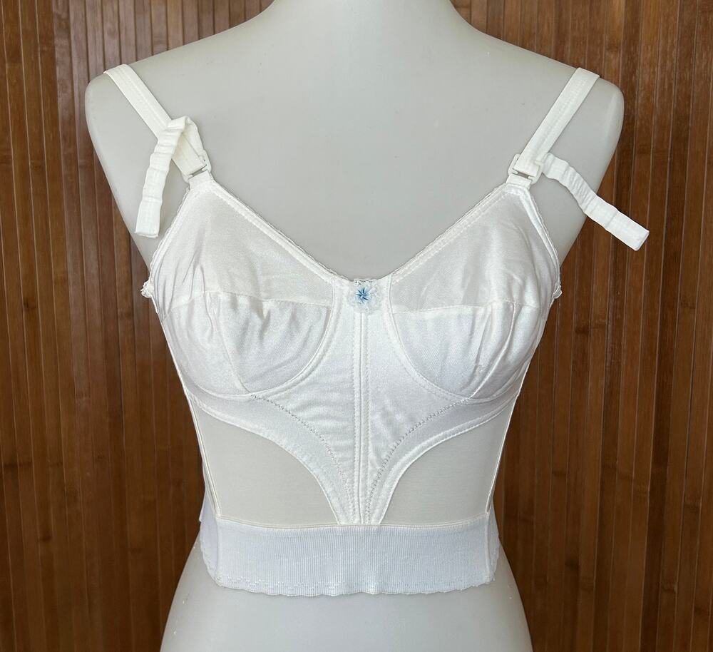 90s Vintage Carnival White Longline Bra 34A